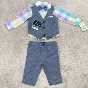 NWT Andy & Evan 4pc Vest Set Easter Boy 3-6 mo Pastel Bow Tie Spring Button Down